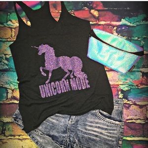 Next Level Apparel Tops - 🦄Glitter unicorn mode tank top🦄 Next Level Apparel Tops - 🦄Glitter unicorn mode tank top🦄